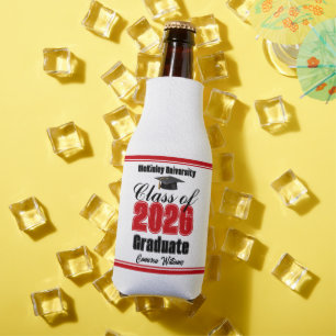 Personalized Red Class of 2026 Graduation Party Bottle Cooler