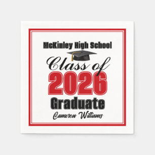 Personalized Red Class of 2026 Graduation Party Napkins