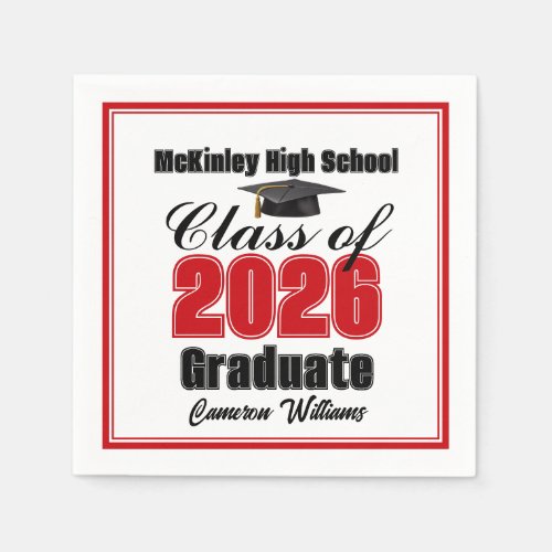 Personalized Red Class of 2026 Graduation Party