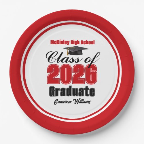 Personalized Red Class of 2026 Graduation Party
