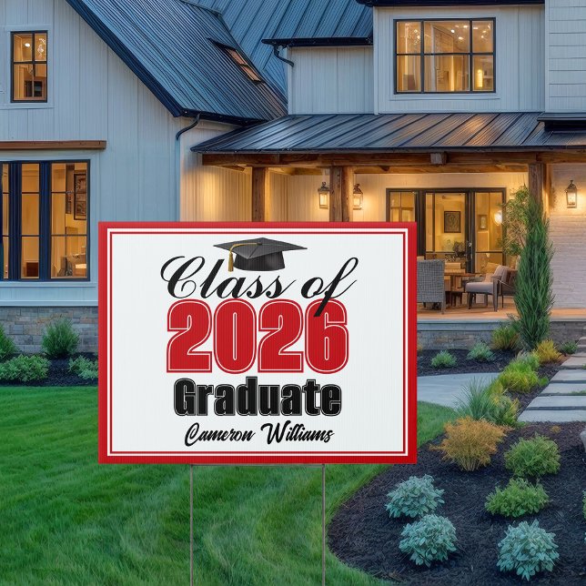 Personalized Red Class of 2026 Graduation Yard Sign (Creator Uploaded)
