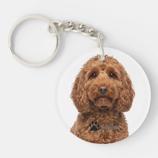 Personalized Red Cockapoo Portrait Dog Keychains