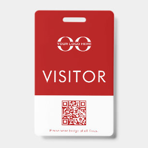 Personalized Red Company Logo Visitor Badge