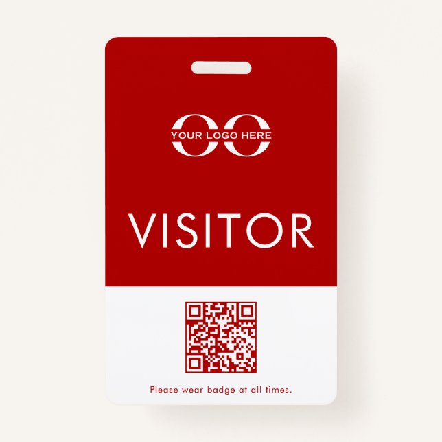 Personalized Red Company Logo Visitor Badge (Front)