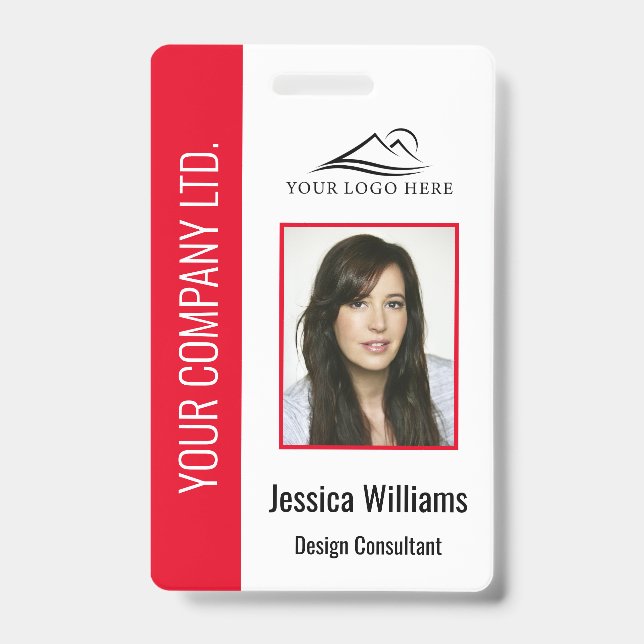 Personalized Red Corporate Employee Security ID  Badge (Front)