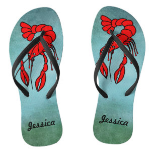 Personalized Red Crawfish Flip Flops