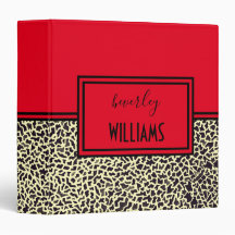 Personalized Red Cream Leopard Binder