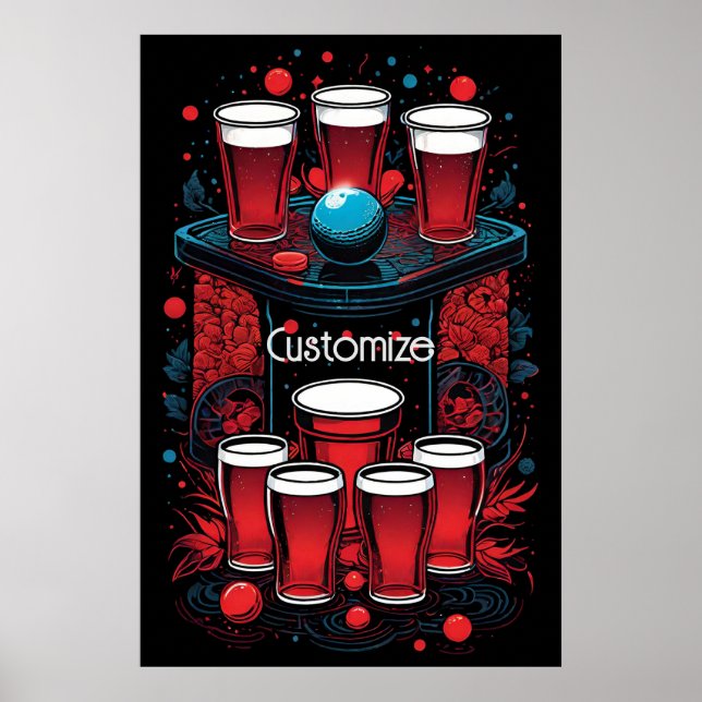 Personalized Red Cups Beer Pong Poster (Front)