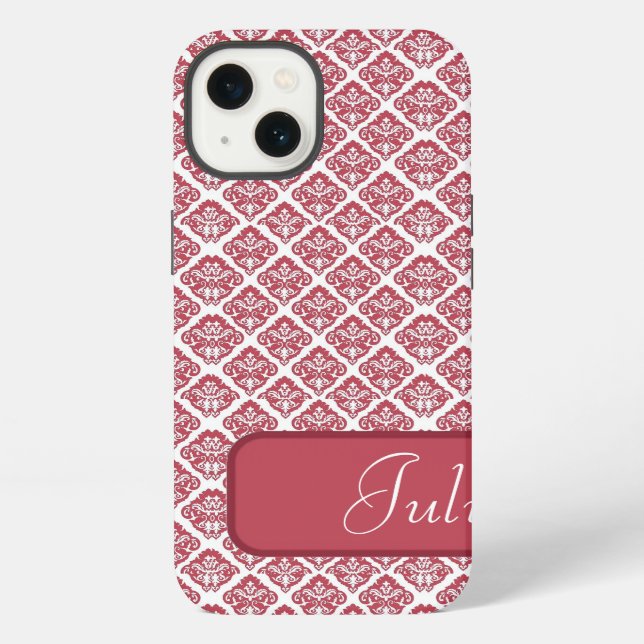 Personalized  Red Damask iPad Case (Back)