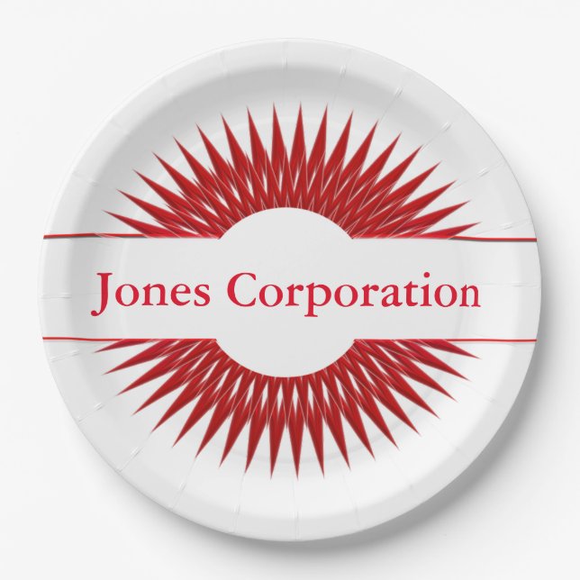Personalized Red Design Paper Plates (Front)
