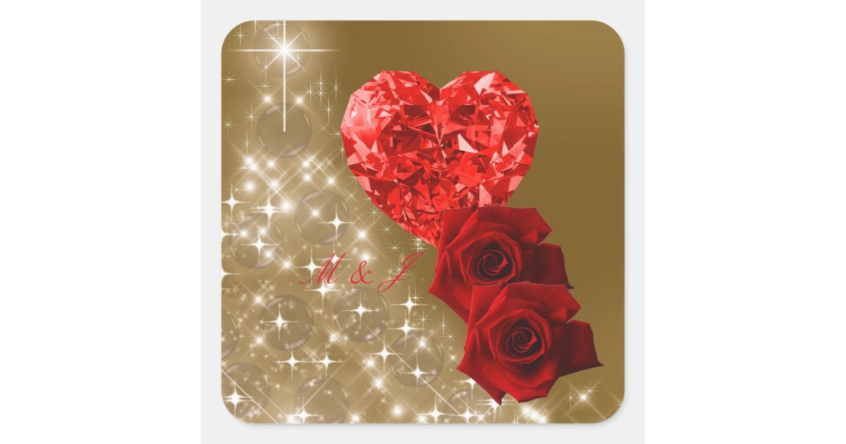 Red Diamond Sticker Personalized Red Diamond Rose Sticker | Zazzle