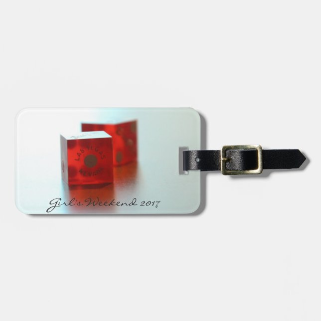 Personalized Red Dice Luggage Tag (Front Horizontal)
