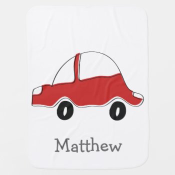 Personalized Red Doodle Toy Car Stroller Blanket by PersonalizationShop at Zazzle