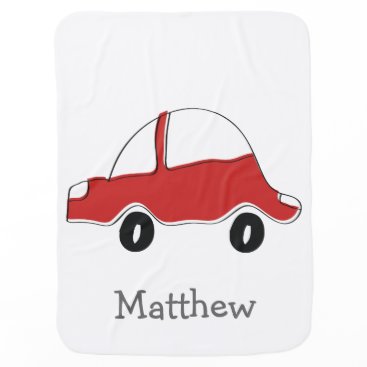 Personalized red doodle toy car stroller blanket