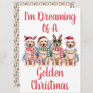 Personalized Red Dreaming Of A Golden Christmas Holiday Card