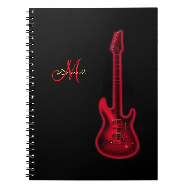 Personalized Red Electric Guitar Music Notebook (Front)