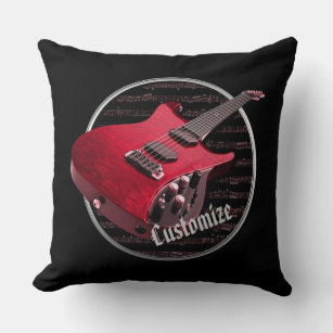 Personalized Red Electric Guitar Pillow