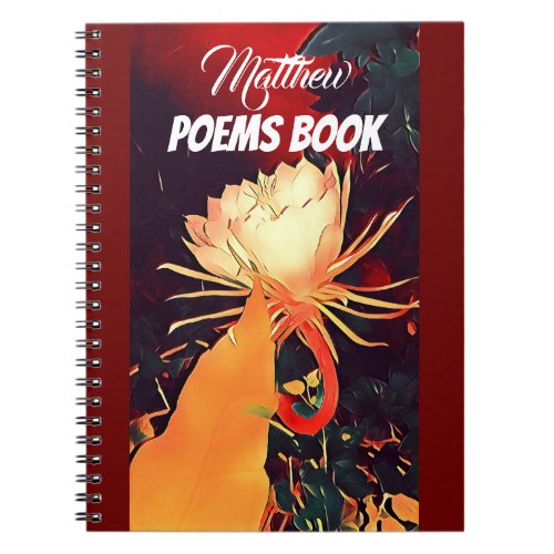  Personalized Red Exotic Bramha Lotus Floral Poems Notebook