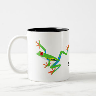 Personalized Red Eye Tree Frog Two-Tone Coffee Mug