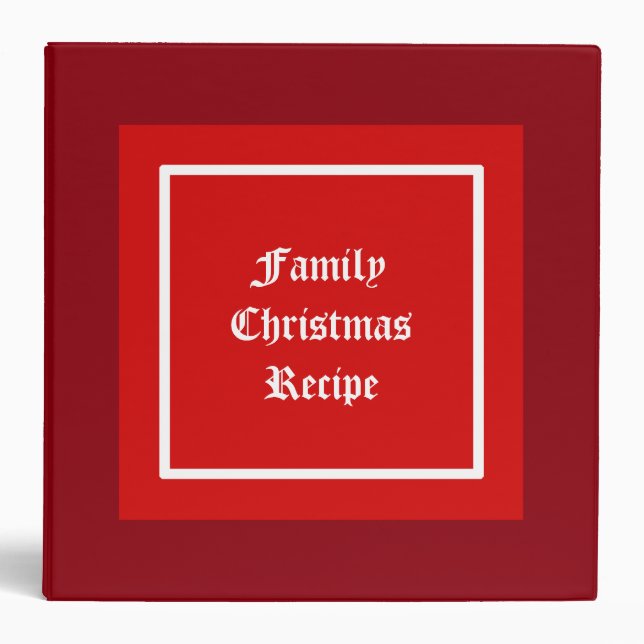 Personalized Red Family Christmas Recipe 3 Ring Binder (Front)