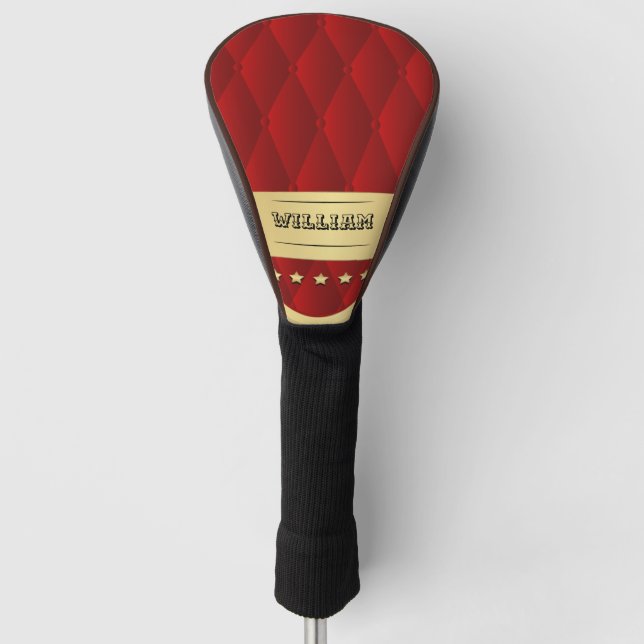 Personalized Red Faux Tufted Golf Head Cover (Front)