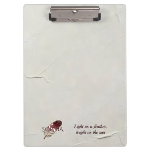 Personalized Red Feather Custom Name Monogram Clipboard