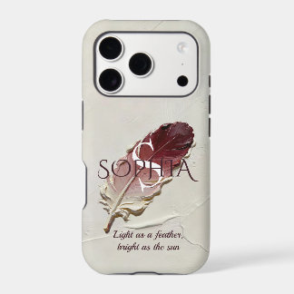 Personalized Red Feather Custom Name Monogram iPhone 17 Pro Case