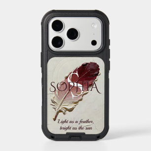 Personalized Red Feather Custom Name Monogram iPhone 17 Pro Case