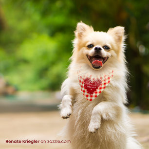 Personalized Red Felt Heart Gingham Mother's Day Pet Bandana Collar