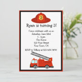 Personalized Red Fire Truck Birthday Party Invite (Standing Front)