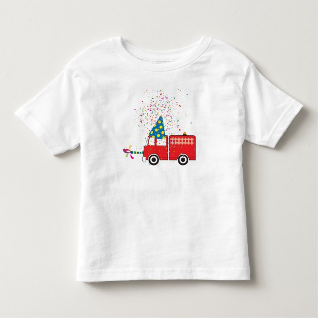 Personalized Red Fire Truck Birthday Party  Toddler T-shirt (Front)