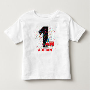 Personalized Red Fire Truck Birthday Party Toddler T-shirt