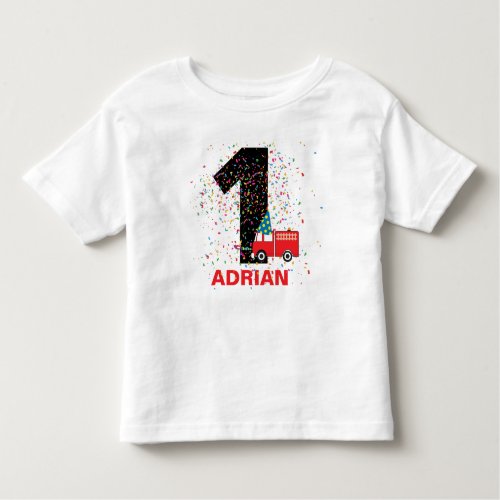 Personalized Red Fire Truck Birthday Party Toddler T_shirt