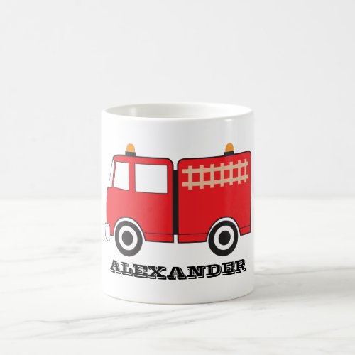 Personalized Red Fire Truck Coffee Mug