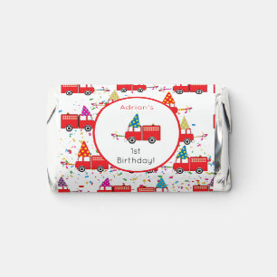 Personalized Red Fire Truck Party Pattern Birthday Hershey's Miniatures