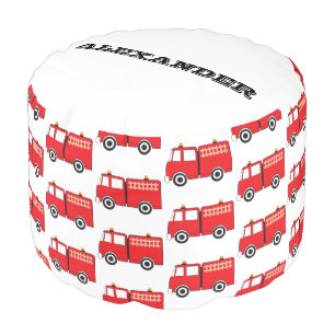 Personalized Red Fire Truck Pattern Pouf