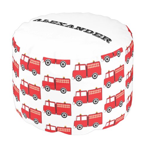 Personalized Red Fire Truck Pattern Pouf
