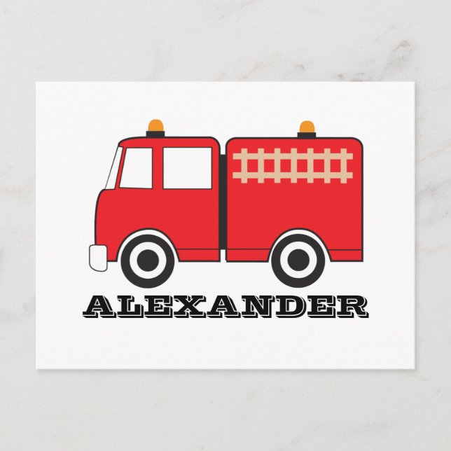 Personalized Red Fire Truck Postcard (Front)