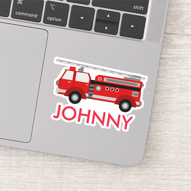 Personalized Red Firetruck Sticker (Detail)