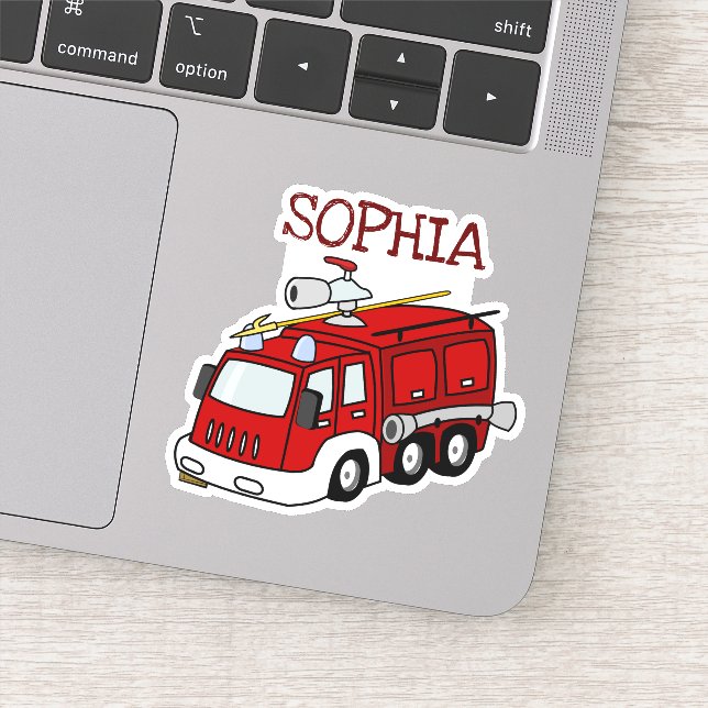 Personalized Red Firetruck Sticker (Detail)