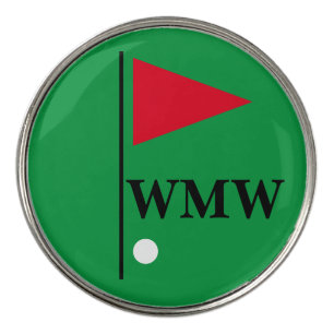 Personalized Red Flag Golf Ball Marker