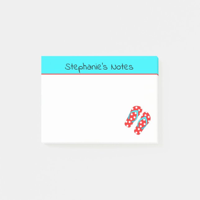 Personalized Red Flip Flops Summer Beach Post-it Notes (Front)