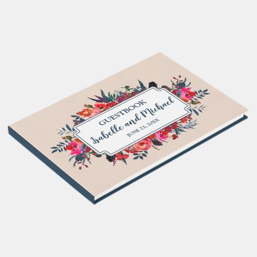 Personalized Red Floral Bohemian Wedding Guestbook