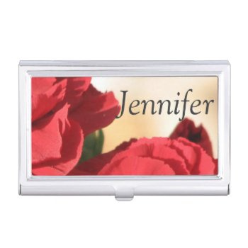 Personalized Red Floral Case For Business Cards by PattiJAdkins at Zazzle