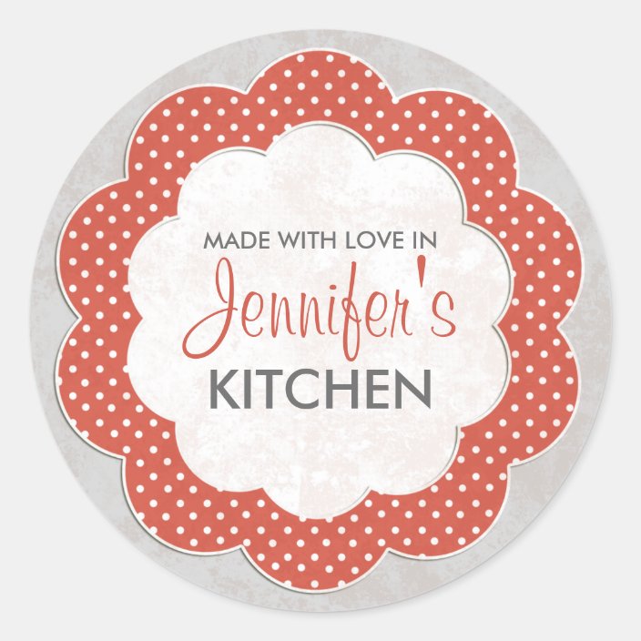 Personalized Red Floral Dot Canning Stickers | Zazzle