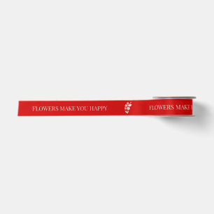 Personalized Red Floral Satin Ribbon Custom Gift