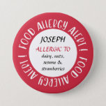 Personalized Red Food Allergy Alert Customized Button at Zazzle