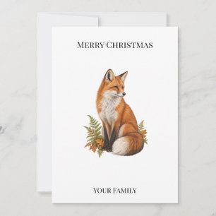 Personalized Red Fox Woodland Christmas Holiday Card