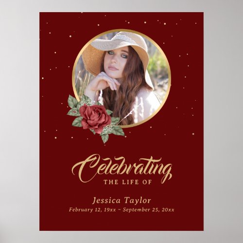 Personalized Red Funeral Photo Welcome Sign