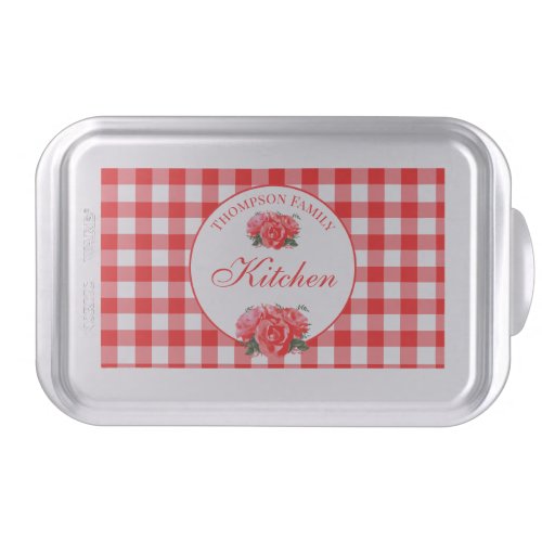 Personalized Red Gingham Check Cake Pan